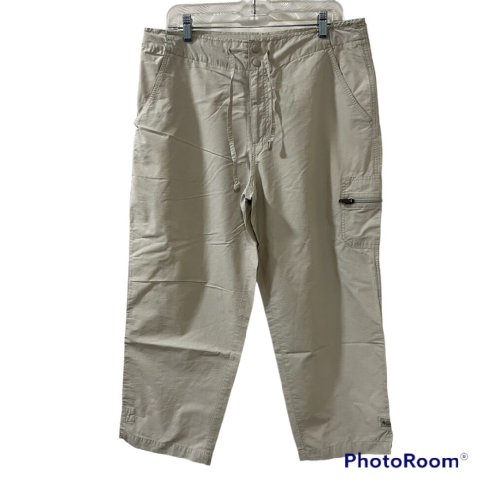 Columbia Womens Khaki Cropped Cargo Pants Hiking Cropped Pants Trousers Sz Large